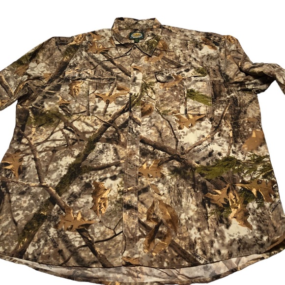 Cabelas Hunting Long Sleeve Shirt Camo Button Up Ex Large Zonz Woodland Print - Picture 2 of 9